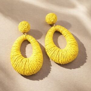 Yellow Woven Statement Earrings 🌼 Lightweight Boho Style